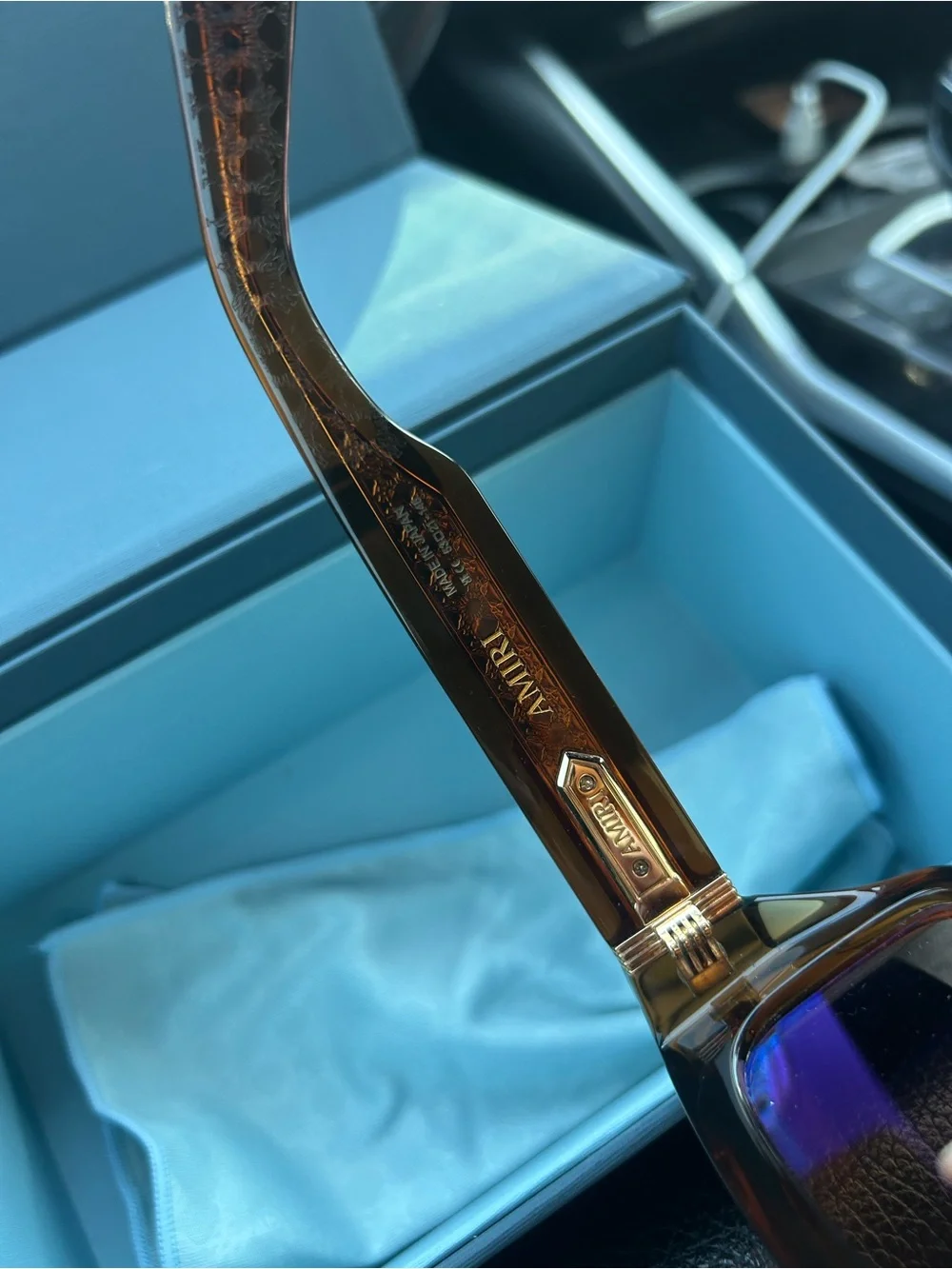 AMIRI Brown Tortoiseshell Rectangular Men’s Sunglasses